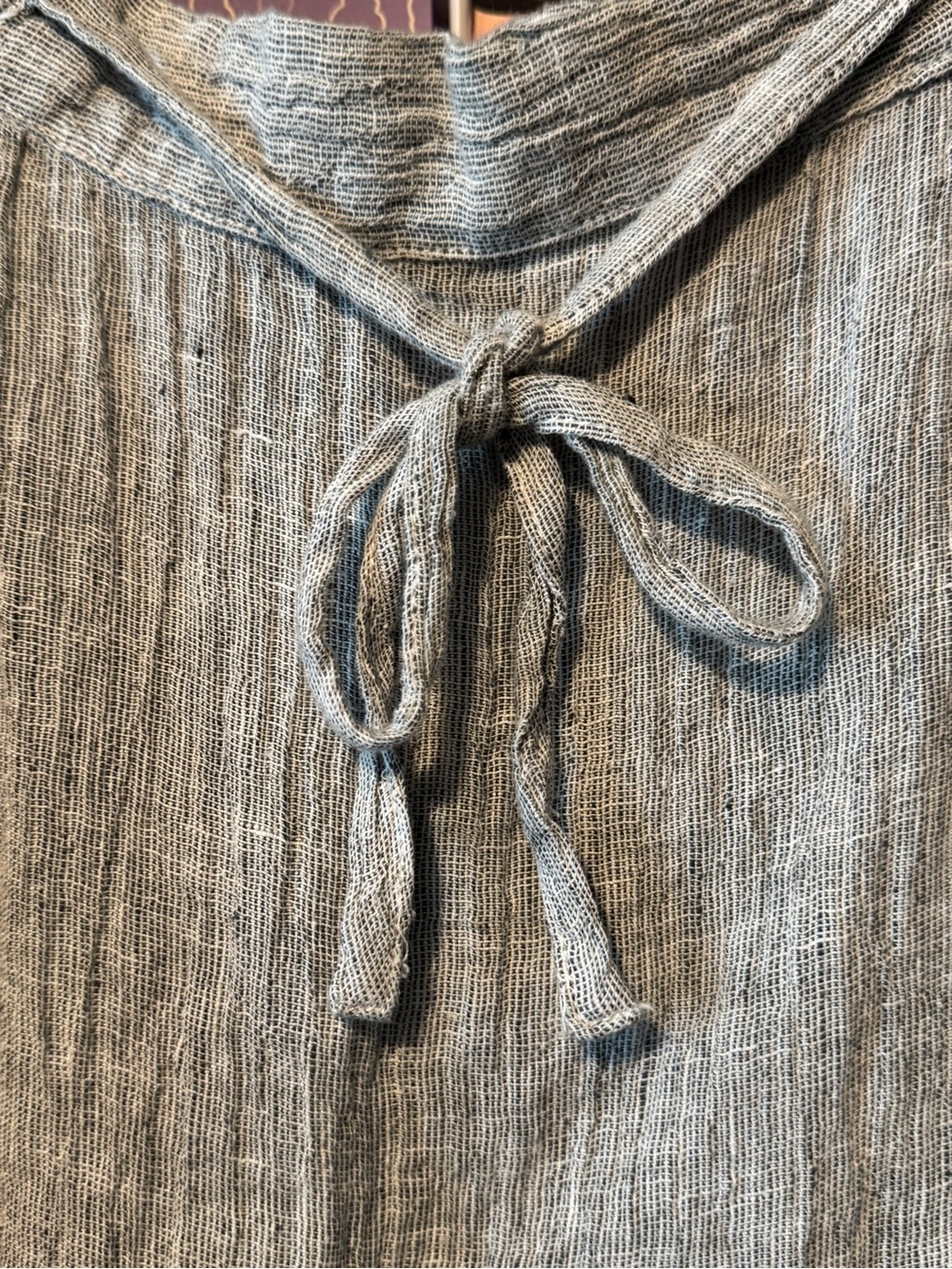Tahari Light Gray Linen-Blend Midi Skirt with Side Buttons - Picture 3 of 7